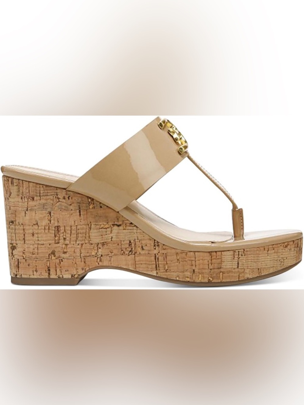 Sam Edelman Yardlie Patent Cork Wedge Sandals Womens 7.5 shoes - Picture 3 of 11
